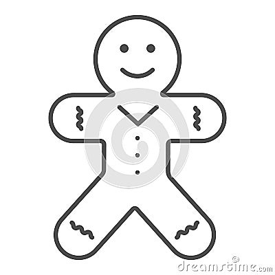 Biscuit Man line and solid icon. Gingerbread Man outline style pictogram on white background. Christmas Cookie for Vector Illustration