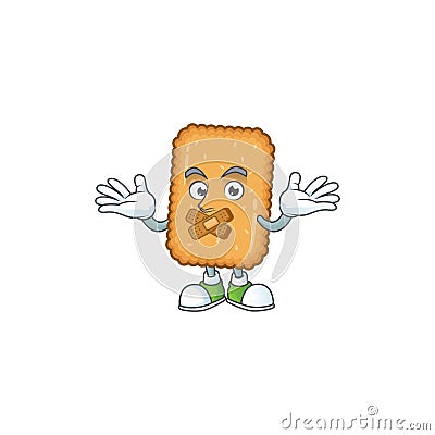 Biscuit mascot cartoon design with quiet finger gesture Vector Illustration