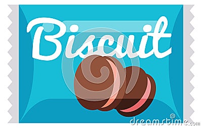 Biscuit in plastic bag. Cartoon sweet snack icon Vector Illustration