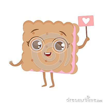 Biscuit Sandwich Cute Anime Humanized Cartoon Food Character Emoji Vector Illustration Vector Illustration