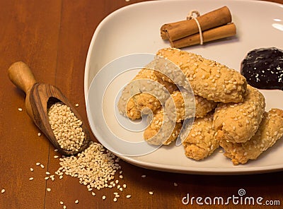 Biscuit with sesame Stock Photo