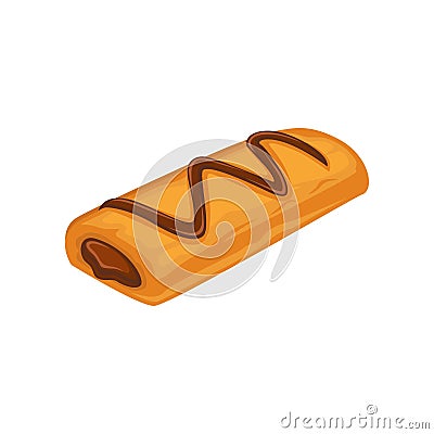 Biscuit stuffed pastries with chocolate cream isolated on white. Vector Illustration