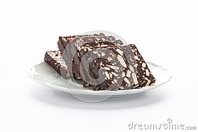 Biscuits cake with cocoa - slices Stock Photo