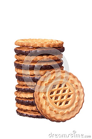 Biscuits with chocolate filling on a white background Stock Photo