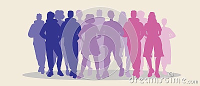 Bisexual people isolated as LGBTQ bisexuality concept, flat vector stock illustration with silhouettes Cartoon Illustration