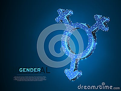 Bisexual pride, people symbol. Wireframe digital 3d illustration. Low poly Abstract Vector polygonal neon LGBT Vector Illustration