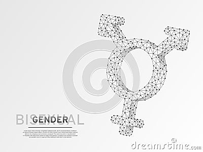 Bisexual pride, people symbol. Wireframe digital 3d illustration. Low poly Abstract Vector polygonal origami LGBT Vector Illustration