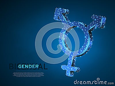 Bisexual pride, people symbol. Wireframe digital 3d illustration. Low poly Abstract Vector polygonal neon LGBT Vector Illustration