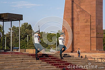 Guard shift on Ala-Too Square in Bishkek, Kyrgyzstan Editorial Stock Photo