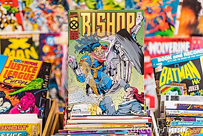 Bishop comic book for sale in a shop Editorial Stock Photo