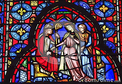 Bishop Queen Stained Glass Sainte Chapelle Paris France Stock Photo