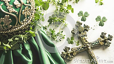 Bishop Saint Patrick's on a light background. Holiday St. Patrick's Day Background, copy space Stock Photo