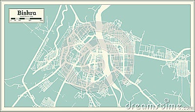 Biskra Algeria City Map in Retro Style. Outline Map Stock Photo