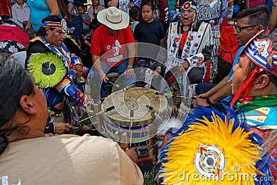 Drummers at the 49th annual United Tribes Pow Wow Editorial Stock Photo