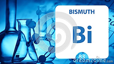 Bismuth Bi, chemical element sign. 3D rendering isolated on white background. Bismuth chemical 83 element for science experiments Stock Photo