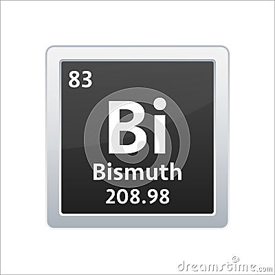 Bismuth symbol. Chemical element of the periodic table. Vector stock illustration Vector Illustration