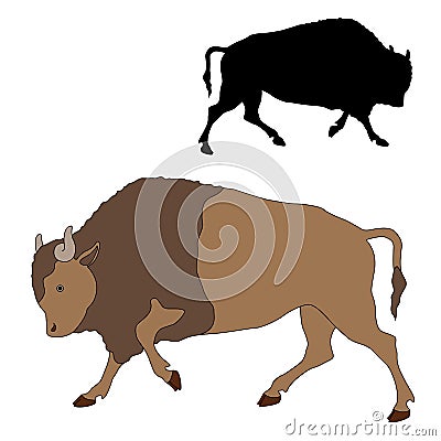 Bison black color silhouette set Vector Illustration