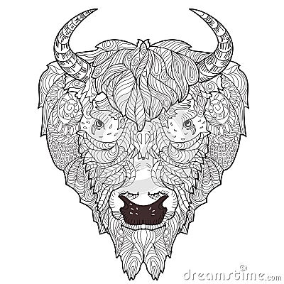 Bison head doodle Vector Illustration