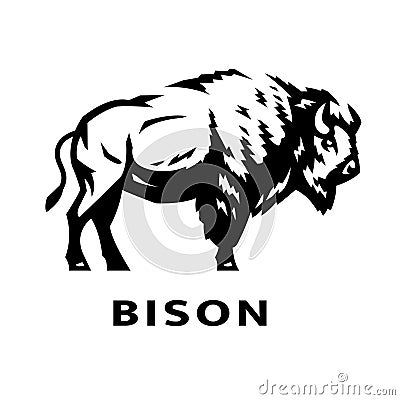 Bison logo. Black and White style. Vector Illustration