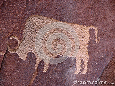 Bison petroglyph Stock Photo