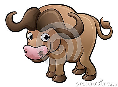 Bison Safari Animals Cartoon Character Vector Illustration