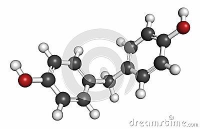 Bisphenol F (BPF) molecule. Alternative for bisphenol A (BPA). Atoms are represented as spheres with conventional color coding: Stock Photo