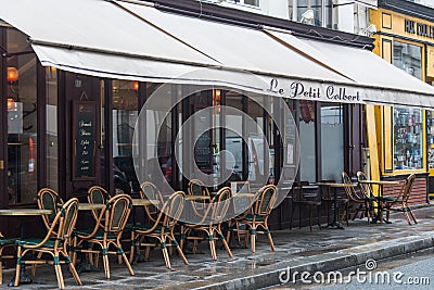 Bistro CafÃ© Paris chairs and table Editorial Stock Photo