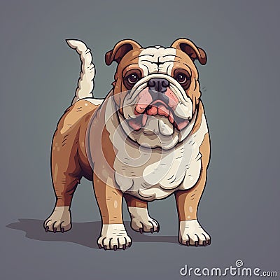 8bit Bulldog Vector Illustration - Fine And Detailed Game Art Cartoon Illustration