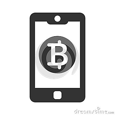 Bit coin on mobile icon Vector Illustration