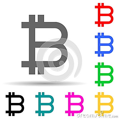 bit coin sign multi color style icon. Simple glyph, flat vector of crypto icons for ui and ux, website or mobile application Stock Photo
