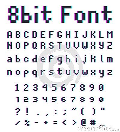 Pixel retro font, 8-bit alphabet Vector Illustration