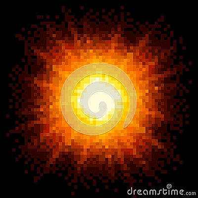 8-bit Pixel Art Fiery Explosion. EPS8 Vector Vector Illustration