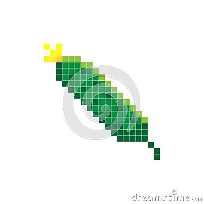 8 bit pixel cucumber. Vector illustration. Old school computer graphic style Cartoon Illustration
