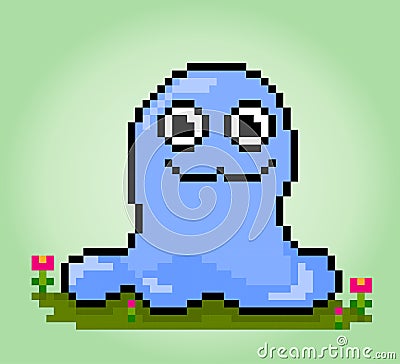 8-bit Pixel Funny Mucus Monster in vector Vector Illustration