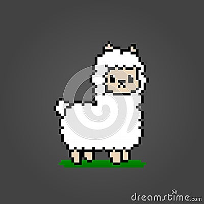 8-bit Pixel of llama. Animal pixels in vector Vector Illustration