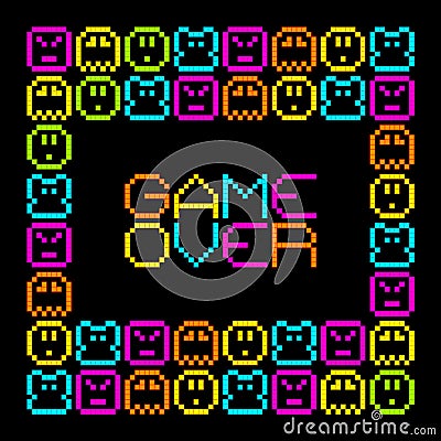 8-Bit Pixel Retro Arcade Game Over. EPS8 Vector Vector Illustration