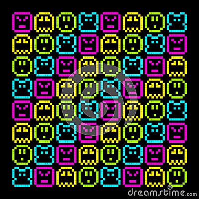 8-Bit Pixel Retro Rainbow Character Pattern. EPS8 Vector Vector Illustration