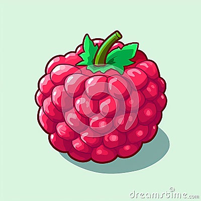 8-bit Raspberry Pixel Art: Game Item On Green Background Stock Photo