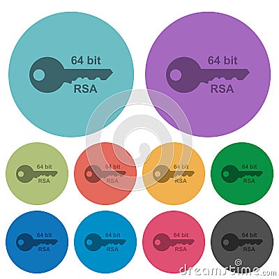 64 bit rsa encryption color darker flat icons Stock Photo