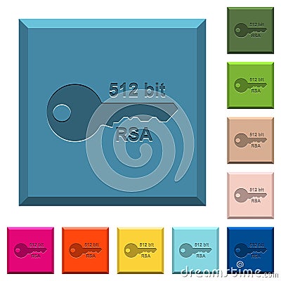 512 bit rsa encryption engraved icons on edged square buttons Stock Photo