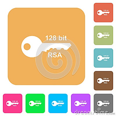 128 bit rsa encryption rounded square flat icons Stock Photo