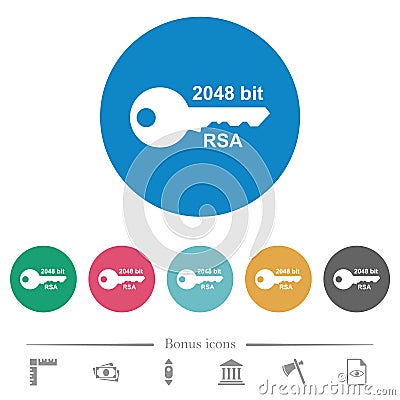 2048 bit rsa encryption flat round icons Stock Photo