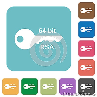 64 bit rsa encryption rounded square flat icons Stock Photo