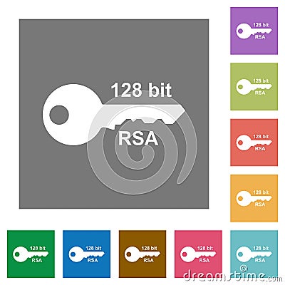 128 bit rsa encryption square flat icons Stock Photo