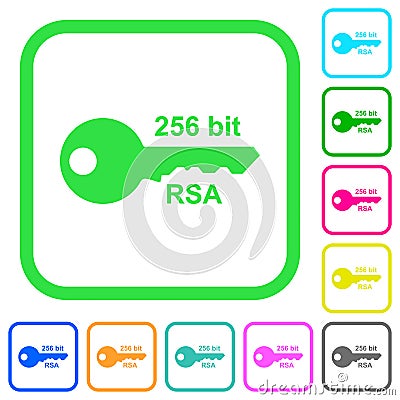 256 bit rsa encryption vivid colored flat icons Stock Photo