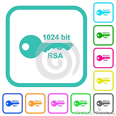 1024 bit rsa encryption vivid colored flat icons Vector Illustration