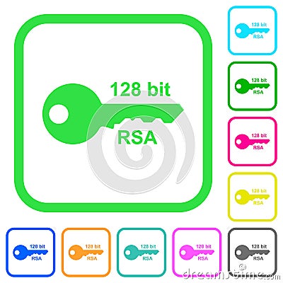 128 bit rsa encryption vivid colored flat icons Stock Photo
