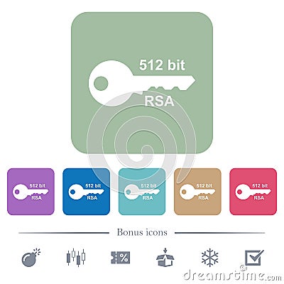 512 bit rsa encryption flat icons on color rounded square backgrounds Stock Photo