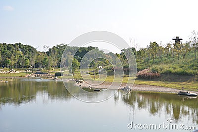 Bitang Natural Ecological Park with water conservancy irrigation and water storage functions Stock Photo
