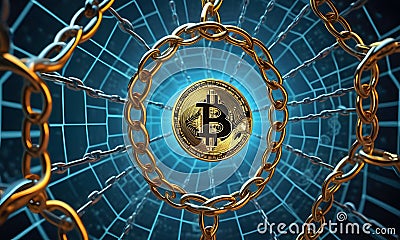 Bitcoin Anchored in a Network of Chains AI Generative Stock Photo